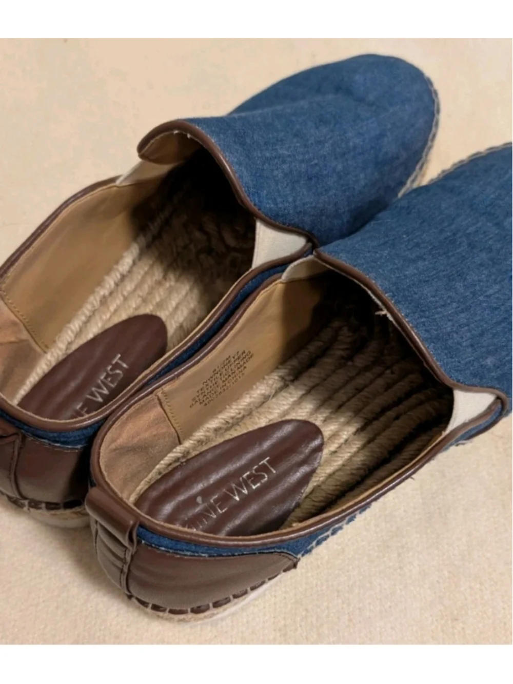 Nine West Youth Denim Espadrilles Slip On Size Y7 Sandals F81